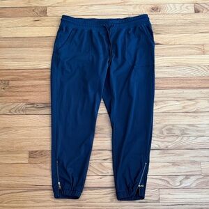 ZYIA Active Navy Blue Track Pants Joggers Size XL Gold Ankle Zippers